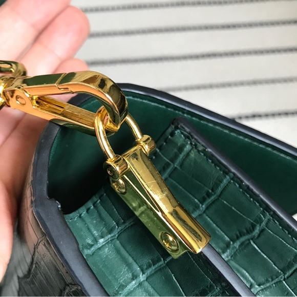 JW Pei Mini Flap Crossbody Dark Green Croc - Picture 11 of 11